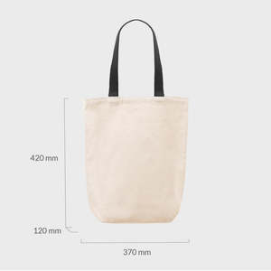 Medium 8oz Natural Canvas <b>Bag</b> with 12oz Thickness Eco-Friendly <b>Long</b> Black Rope Handles for Advertising Daily Use Gifts - Product Image 2