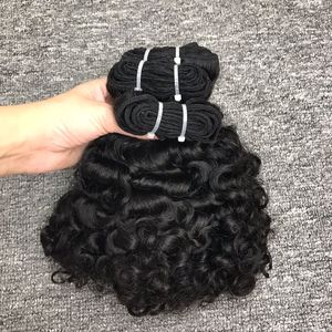 Vente en gros 1B couleur birmane bouclée 100% vierge non traitée HD dentelle fermeture Machine Double trame 100g Bundle extensions de cheveux humains - Product Image 5