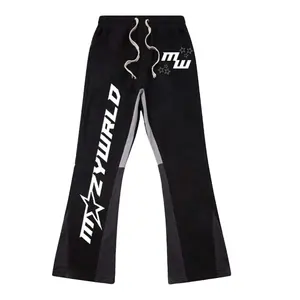 Özel Patchwork eşofman altları özel en çok satan rahat erkek alevlendi koşu pantolonları alevlendi Sweatpants üreticileri ürünleri