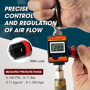 Régulateur de pression d'air numérique LEMATEC 1/4 pouce 0-160 PSI avec manomètre pour pistolet de pulvérisation et outils pneumatiques - Product Image 6
