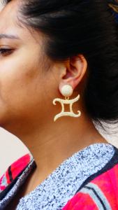 Everyday Wear 925 Sterling <b>Silver</b> Gold Plated Jewelry <b>White</b> Topaz Gemstone Women Wear Earring Set - Product Image 5