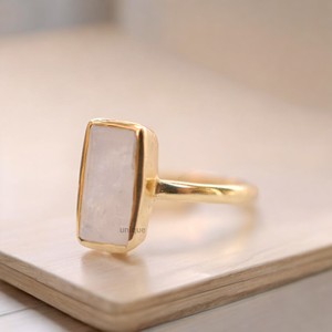 Handmade 925 Sterling Silver <b>Ring</b> Natural Moonstone with <b>Statement</b> Gold Plating Bezel Setting Inlay Jewelry <b>for</b> <b>Women</b> - Product Image 3