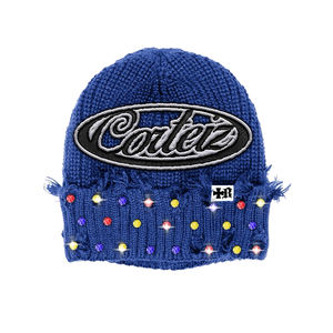 Bonnet de sport en coton épais à bordure effilochée avec logo brodé personnalisé pour l'hiver - Product Image 4