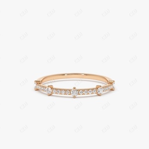 Banda de boda de oro amarillo de 14K con diamantes, anillo de boda apilable, regalo de compromiso de aniversario, joyería personalizada para fiesta de boda - Product Image 2