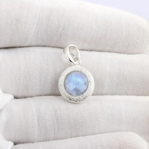 Elegante collar con colgante de piedra lunar de Plata de Ley 925, diseño martillado Natural para bodas, fiestas, regalo, cadena de eslabones, joyería - Product Image 3