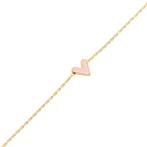 Pink Enamel Zircon Double Sided Heart Shape <b>Charm</b> Bracelet Turkish Handmade Rhodium Plated 925 Sterling Silver Women's Jewelry - Product Image 3