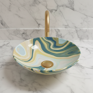 Comptoir en métal de conception abstraite moderne en marbre liquide, dessus de table, évier, lavabo d'art pour salle de bain, hôtel, fournisseur, fabricant - Product Image 2