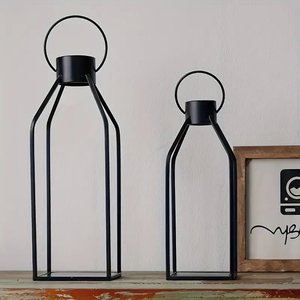 Standard Design Black Metal Indoor Tabletop Candle <b>Lantern</b> for Wedding Home Decor Tabletop Lighting Decorations - Product Image 5