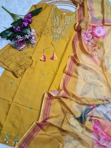 Costume de tissage en viscose de qualité supérieure et coton Salwar avec imprimé jacquard Dupatta Nouveau design à la mode indien et pakistanais - Product Image 6