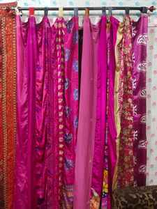Tela de cortina de bucle Sari de seda Rosa Vintage indio para decoración del hogar dormitorio sala de estar comedor y ventana de oficina - Product Image 6