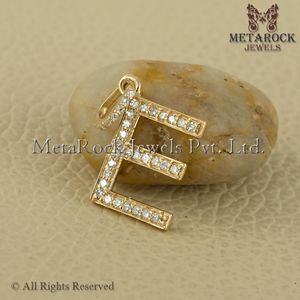 Colgante de oro amarillo de 14 quilates con inicial de diamante, joyería hecha a mano, con alfabeto, venta al por mayor, nuevo diseño - Product Image 4