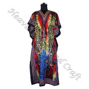 KFL012 Vêtements décontractés imprimés floraux Caftans longs en soie pour femmes Caftan/Caftan longue taille Vêtements en coton Caftan Robe imprimée pour femmes - Product Image 6