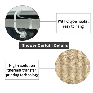 Rideau de douche imperméable personnalisé imprimé pour salle de bain, en polyester imperméable avec crochets - Product Image 2