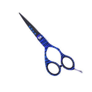 Ciseaux de salon en acier inoxydable tranchants avec poignée enduite bleue de haute qualité avec repose-doigt réglable - Product Image 1