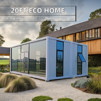 20 pieds moderne économie d'énergie paquet plat maisons modulaires Structure en acier préfabriquée conteneur pliant Kit de porte en verre extérieur