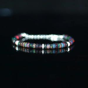 925 Sterling Silver <b>Bracelet</b> Black Opal Handmade <b>Beaded</b> Vintage Jewelry Smooth Rondelle Natural Gemstone <b>Gold</b> Wedding - Product Image 5