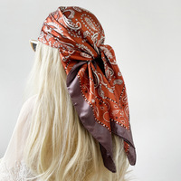 Foulard carré en soie effet paisley floral d'été personnalisé OEM et bandeau bohème pour queue de cheval et accessoire de cou élégant