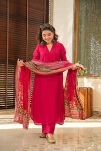 Kurti de Estilo Clásico, Completamente Cosido, de Algodón de Secado Rápido, Corte Holgado, con Pantalón y Dupatta, para Moda India y Pakistaní - Product Image 4
