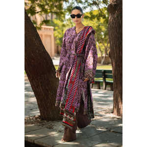 Conjunto de traje Khaddar estampado de 3 piezas para mujer con dupatta K-52044 - Product Image 3