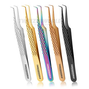 90 Degree <b>Eyelash</b> Tweezers Color Steel <b>Eyelash</b> by TWEEZER WORLD Pointed 90 Angle Lash Tweezers with OEM Service 2025 - Product Image 1