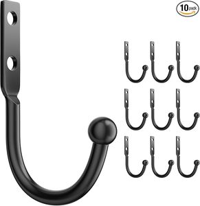 Grand crochet mural noir pour salle de bain, cuisine, chambre, rangement des serviettes et vêtements, vis et costumes supplémentaires pour sacs, manteaux et clés - Product Image 3