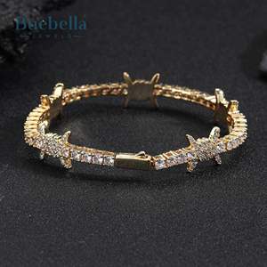 Hot Sale 4mm 18k White Gold Plated 925 Sterling Silver Moissanite Diamond Iced Out Thorns Tennis Bracelet for <b>Men</b> - Product Image 6