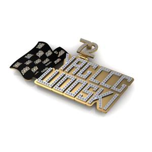 Collar de Plata 925 con Colgante de Bandera de Carreras con Diamantes Moissanite VVS, Estilo Hip Hop, Personalizado, Esmaltado, para Motociclistas, Regalo de Joyería - Product Image 1