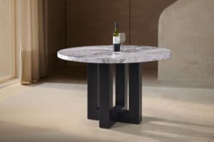 Malaysia Marble Dining Table Luxury Customized Modern ECC Material Durable Heat Stain Resistant EDN 915 SH-WMWM Wood Legs - Product Image 2