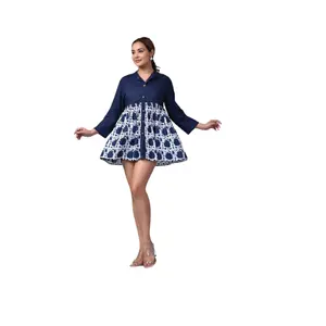 100% Tinh Khiết Cotton Voile Floral Choàng anokhi Dress Mini Dress Quần Áo Ngủ Bên Váy Bãi Biển Mặc Mini Áo Dài Cho Phụ Nữ