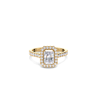 Anillo de Compromiso y Boda con Diamante Cultivado en Laboratorio, Corte Radiante de 1 Quilate, Certificado por IGI, con Halo, en Oro Amarillo/Blanco/Rosa de 18K, con Pavé