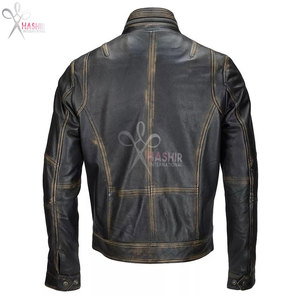 Chaqueta de Motociclista Unisex de Cuero PU con Cuello Alto, Tela de Lona, Color Negro Marrón, Cuero Premium Desgastado para Motocicleta - Product Image 5