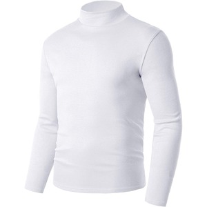 Vêtements d'hiver pour hommes avec logo personnalisé chemise à col haut coupe ajustée t-shirt vierge à manches longues et col roulé uni - Product Image 1
