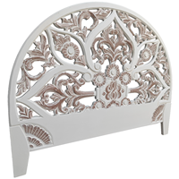 Tête de lit demi-lune Smart Art en bois sculpté, finition blanchie, éclairée, hauteur réglable, style artisanal, pour lits Twin XL et Queen, mobilier de maison