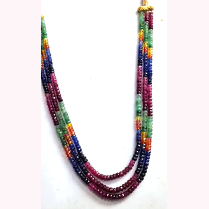 ลูกปัดแซฟไฟร์หลายเม็ดธรรมชาติ5-6มม. 750 CTS ขนาด16-17นิ้วลูกปัดแซฟไฟร์ทรงหลวม7เส้นขนาด - Product Image 3