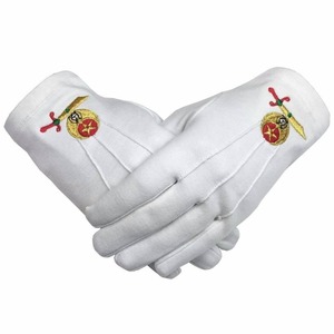 Guantes Masónicos de Regalia 100% Algodón Blanco Puro Diseño Personalizado Guantes de Logia Azul Maestro Masón Guantes Masónicos - Product Image 1