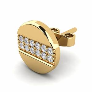 Fancy 10K Yellow <b>Gold</b> Plated Round Cut Moissanite Diamond Stud <b>Earring</b> for Classic Refined <b>Men's</b> Wedding Shine - Product Image 2