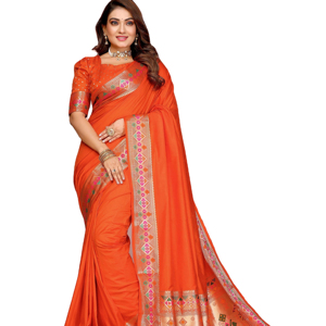 Diseño Gala patrón rico Pallu seda sari con blusa de seda suave pieza para fiestas bodas Diwali festividades - Product Image 1