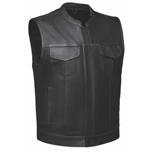 Gilet de motard noir sans manches avec fermeture boutonnée dissimulée, respirant, vêtement d'extérieur pour l'automne - Product Image 5