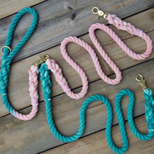 Ombre Purple and Coral Cotton Rope <b>Leash</b> - Candy Coral - Dog Gift - Gift for Her - Dog Accessory - Product Image 1