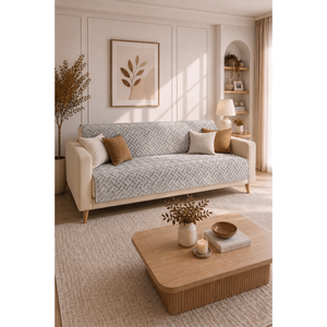 ผ้าคลุมโซฟาสีเทาลายทอ - Product Image 1
