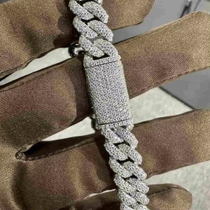 VVS Moissanite <b>925</b> <b>Sterling</b> <b>Silver</b> 10MM Charm <b>Bracelet</b> 8 Inches White Gold Plated - Product Image 1