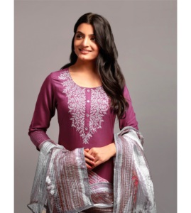 New Designer Exclusive Traditional Designer Wine Color <b>Kurta</b> Set Kurti Pant with Fancy Dupatta for Beautiful Women for Festival - Product Image 1