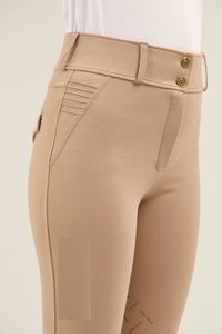 Culotte d'équitation à siège intégral en nylon taupe taille haute avec poignée au genou Culotte d'équitation la plus vendue au prix de gros - Product Image 2