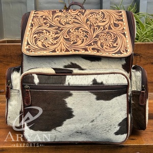 Mochila de pañales de cuero de gran capacidad para mujer, mochilas de viaje multifuncionales de piel de vaca auténtica al por mayor - Product Image 1