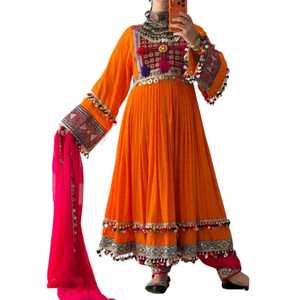 Kuchi afghan fait à la main ethnique tribal traditionnel brodé femmes robe afghane taille longue en multicolore OEM ODM entretenu - Product Image 1