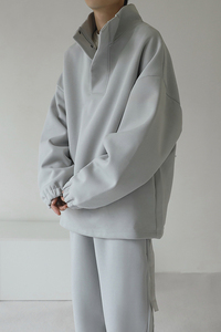 Ensemble de jogging en coton personnalisé pour hommes sweat à capuche boutonné à col montant pantalon de survêtement à jambe droite respirant léger séchage rapide survêtement - Product Image 6