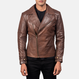 Veste en cuir véritable naturel standard, style décontracté, imperméable et écologique, structure chaude pour l'hiver, allure moderne - Product Image 1