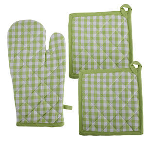 Manoplas para horno de algodón 100% con tira de silicona, soportes para ollas verdes para cocinar, hornear en microondas, protección de alimentos para el hogar para restaurantes - Product Image 4