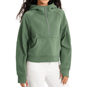 Sudaderas con capucha de media cremallera para mujer, de poliéster y algodón, con el último diseño, para uso invernal, estilo moderno, venta al por mayor, fabricante de ropa - Product Image 1