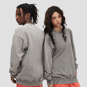 เสื้อสเวตเตอร์คอกลมผู้ชาย ผ้าฝ้าย 100% ผ้าฟลีซเนื้อนุ่ม สีพื้น เป็นมิตรต่อสิ่งแวดล้อม ระบายอากาศได้ดี กันยับ แห้งเร็ว ย้อมสีแบบแอซิด ทรงหลวม ใส่ได้ในฤดูหนาว - Product Image 4